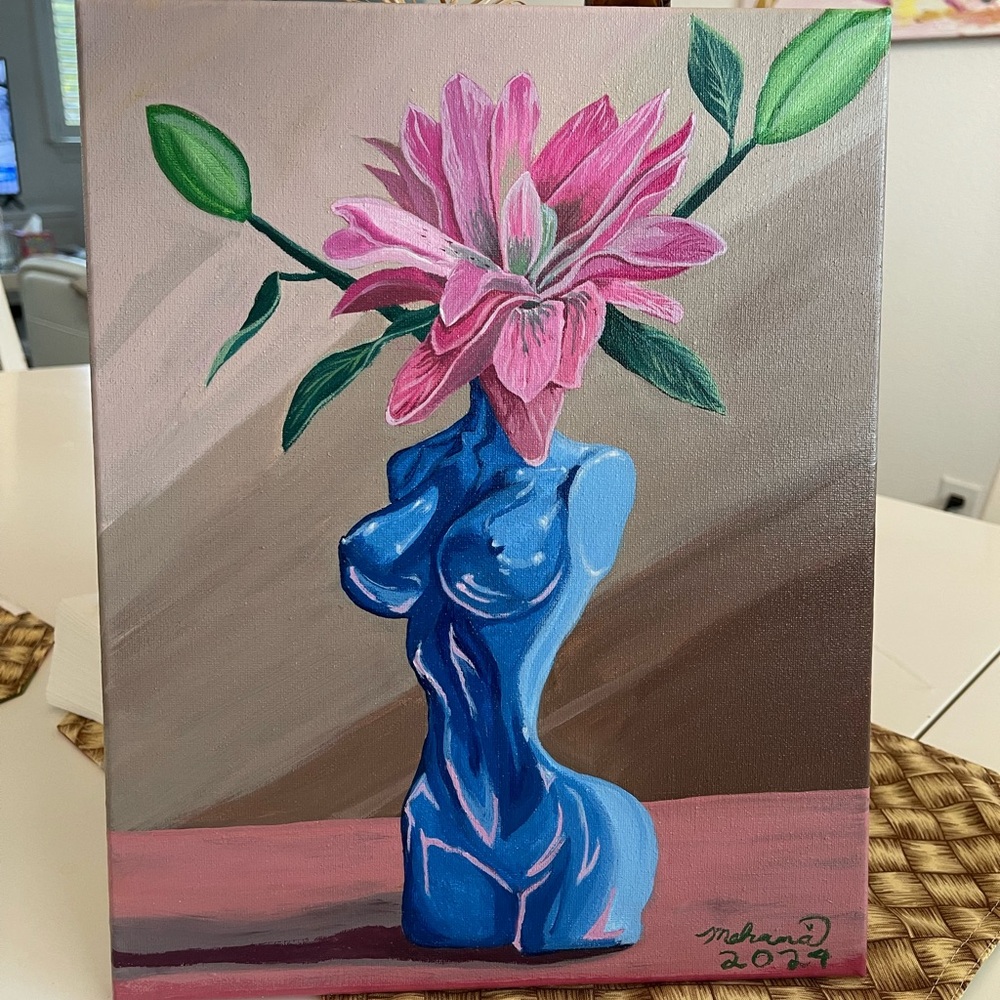 Original Art hand painting Blossoming Femininity